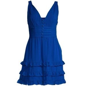 Betsey Johnson Royal Blue V-Neck Ruffle Mini Dress